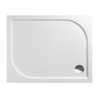 Cadita de dus dreptunghiulara, din marmura sintetica, alba, 100x80x3 cm, finisaj anti-alunecare, Roth Rectan-M