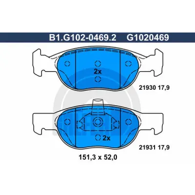 Set placute frana, frana disc GALFER B1.G102-0469.2