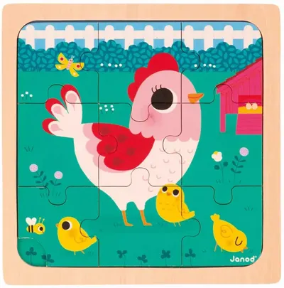 Puzzle din lemn Janod - Hen House