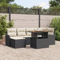 Set canapea gradina Gossi cu perne negru ratan poly, canapea gradina Gossi cu 2 locuri cu depozitare & perne negru ratan poly
