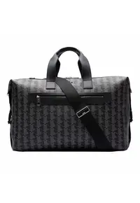Geanta duffle weekender unisex cu model monograma - Negru/Gri