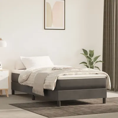 vidaXL Cadru de pat cu arcuri, gri închis, 90x200 cm, catifea