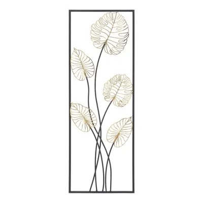Decorațiune suspendată metalică Mauro Ferretti Luxy -B-, 31 x 90 cm, motive frunze