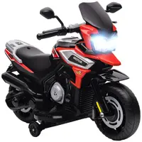 AIYAPLAY Motocicletă Electrică pentru Copii 18-36 Luni, 6V Motocicletă Electrică pentru Copii cu Roți Detașabile, Faruri, Muzică, 2.4 km/h Mini Motocicletă cu Far, Max 30kg, Roșu | Aosom Romania