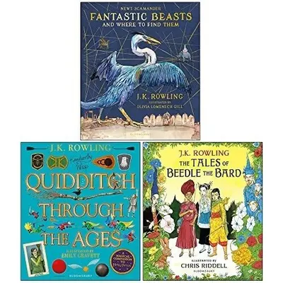 J.K. Rowling Illustrated Edition Collection 3 Books Set Hardback Fantastic Beast