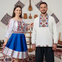 Set Cuplu 644 Camasa Traditionala si Rochie Stilizata cu motive traditionale