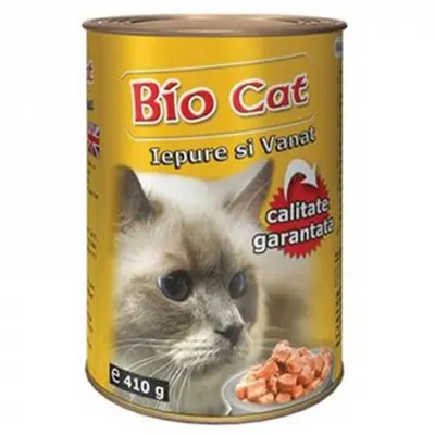 Hrana umeda pentru pisici Biocat cu iepure vanat 410 gr