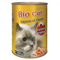 Hrana umeda pentru pisici Biocat cu iepure vanat 410 gr