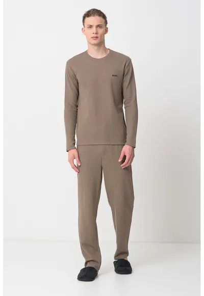 Bluza de pijama texturata - Maro inchis