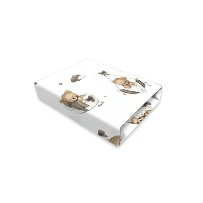 Cearceaf cu elastic, MimiNu, Pentru patut co-sleeper, Aurora, Dimensiune 76 x 43 cm, Din bumbac certificat Oeko Tex Standard 100, Tedy bear dreams beige
