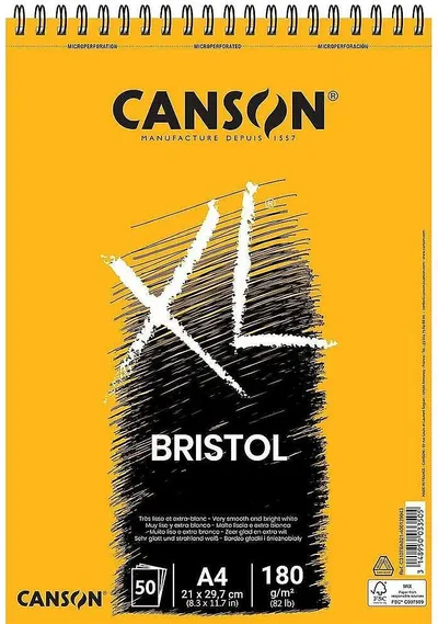 Caiet de schițe cu spirală Canson XL - Bristol, A4, 50 foi