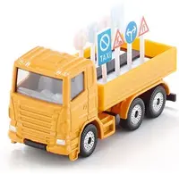 Mașinuță din metal Siku - Road Main Lorry, cu 8 indicatoare rutiere