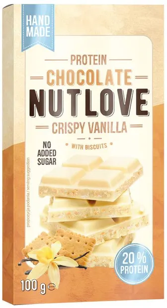 Nutlove Ciocolată proteică, vanilie cu fursecuri, 100 g, AllNutrition