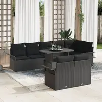 Gossi set de canapea de gradina 9 piese cu perne negru poliratan