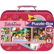 Set puzzle 2 x 100 piese si 2 x 150 piese + Bonus: cufar metalic, Bibi &amp; Tina, Schmidt