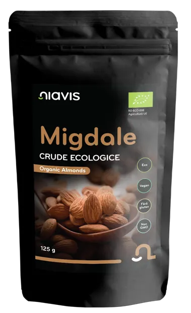 Migdale crude ecologice, 125g, Niavis