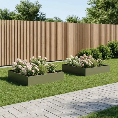vidaXL Vază pentru Grădină 2 buc. Verde măsliniu 100 x 100 x 20 cm