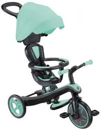 Tricicletă pentru copii 4 în 1 Globber - Explorer Trike, cu coperta, verde mentă