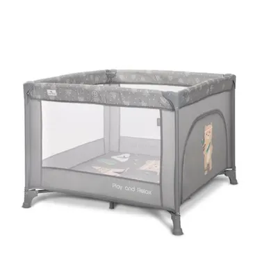 Tarc de joaca, Lorelli Play N Relax, 100 x 100 x 75 cm, deschidere laterala, geanta de transport, Grey Adventure