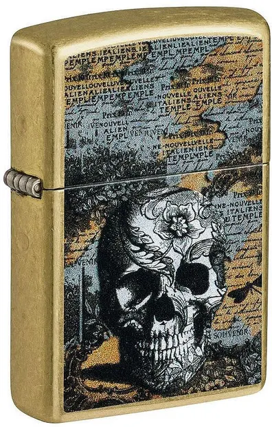 Brichetă Zippo - Floral Skull Design