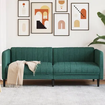 vidaXL Canapea cu 3 locuri, verde închis, material textil