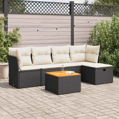 Gossi set mobilier de gradina cu perne, 6 piese, negru, poliratan