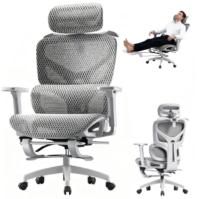 Scaun birou ergonomic Timebox, Tetiera, 4D armrest, Gri - Default Title