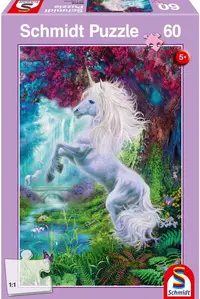 Puzzle 60 piese - Unicorn in the enchanted garden