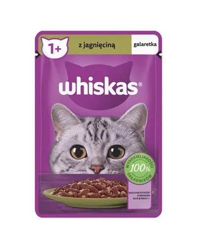 Hrană umedă pisici adulte în gelatină WHISKAS plic 85 g cu miel