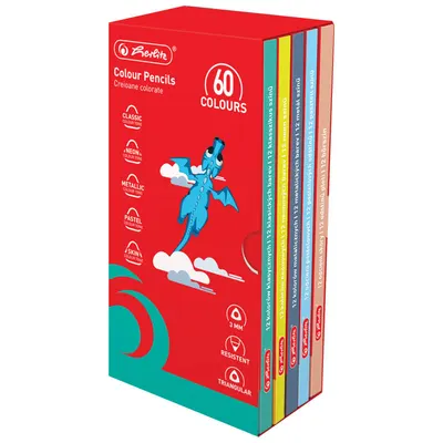 Creioane color triunghiulare, 3mm, colectie cadou, 60buc/set, Herlitz