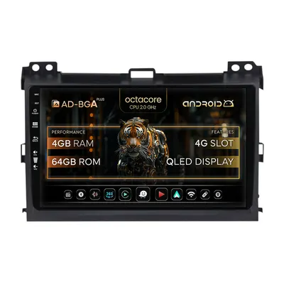 Navigatie Toyota Prado J120 (2002-2010), Android, A-Octacore 4GB RAM + 64GB ROM, 9 Inch - AD-BGA9004+AD-BGRKIT083