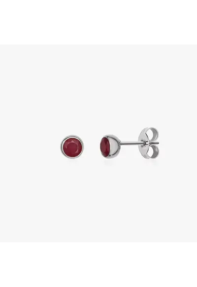 Cercei din argint Birthstone July - Rubin
