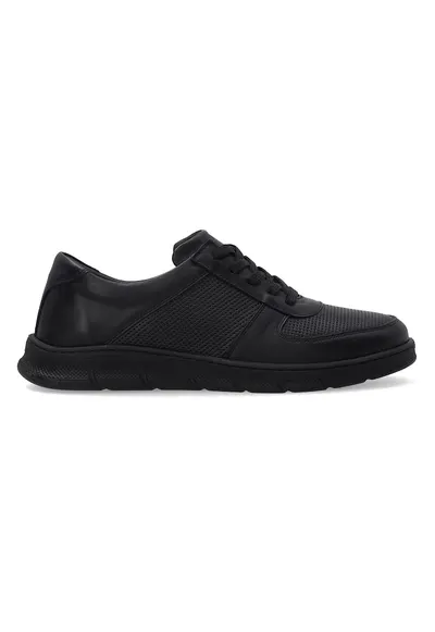 Pantofi sport din piele cu aspect perforat si profil jos