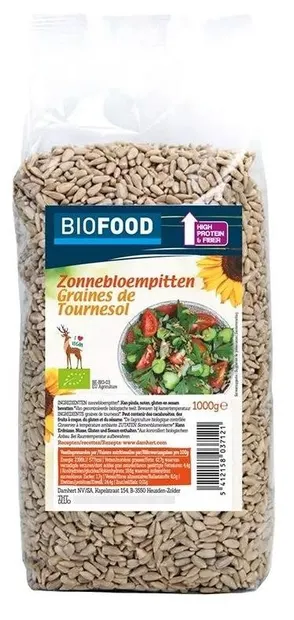 Semințe de floarea-soarelui bio, decojite, 1 kg, Damhert