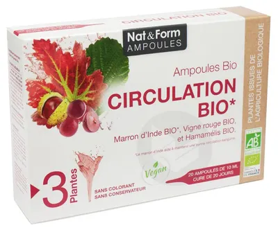 Circulation Bio Formulă pentru sistemul circulator, 20 fiole, Nat&Form