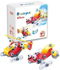 Set de constructie Hoogar - Elicopter si sanie, 57 piese