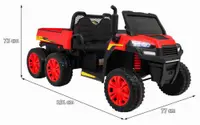 Masinuta electrica pentru copii Novokids Farmer Beast Buggy Rosu, 6 roti, 2 locuri, remorca si faruri luminoase, roti din cauciuc EVA, max 60 kg, 24V