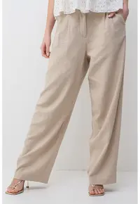 Pantaloni ampli din amestec de in - Bej