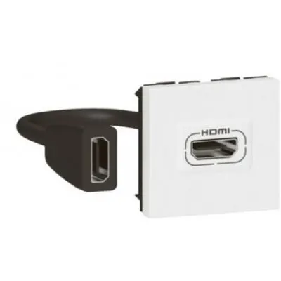 Priza HDMI 1.4, 2 module, tip A, precablata Legrand Mosaic 078979L, alb