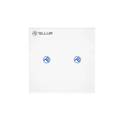 Intrerupator Dublu Wi-Fi cu Touch din Sticla Tellur, SS2N, 2 Porturi