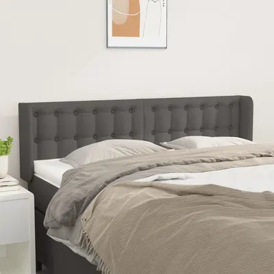 vidaXL Tăblie de pat cu aripioare gri 147x16x78/88 cm piele ecologică