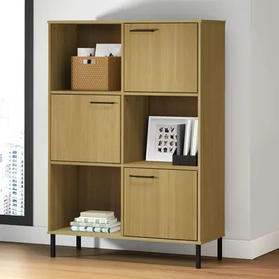 vidaXL Bibliotecă cu picioare metalice OSLO, maro, 90x35x128,5 cm lemn