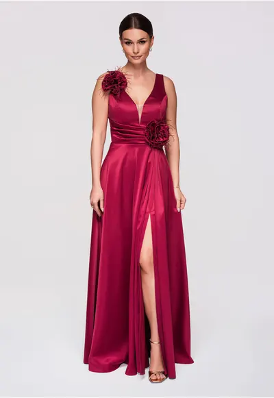 Rochie de seara maxi LA-OM-DLR269 - Visiniu