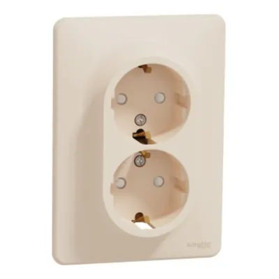 Sedna Design, Priza dubla 2P+E, cu obturatoare, bej