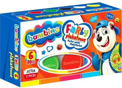 Vopsele pentru postere Bambino Premium - 6 culori, 20 ml, sortiment