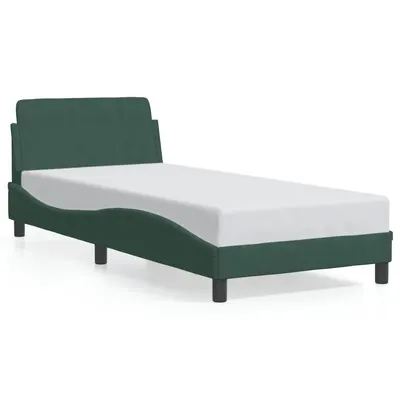 Gossi cadru de pat cu tablie, verde inchis, 90x190 cm, catifea