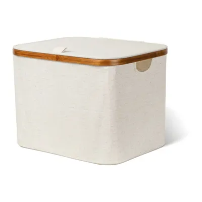 Cutie de depozitare crem din material textil cu capac 40,5x33x30 cm Bamboo/Linen – Bigso