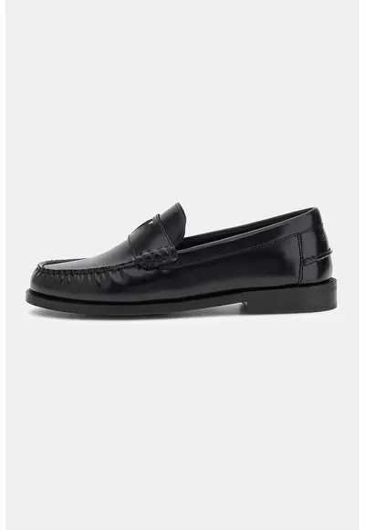 Pantofi loafer uni din piele - Negru