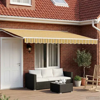 vidaXL Cort electric retractabil Galben, Gri și Alb 4,5 × 3,5 m