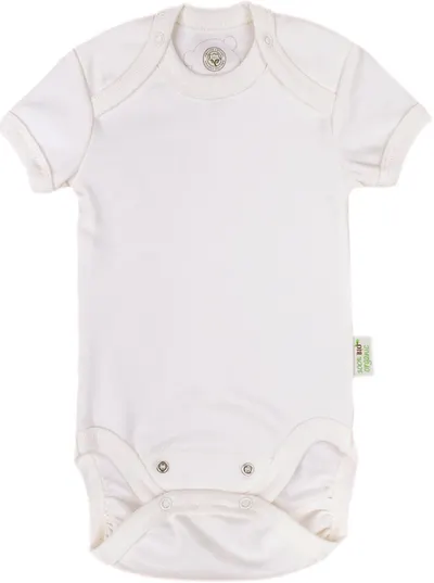 Body cu mânecă scurtă Bio Baby - bumbac organic, 68 cm, 4-6 luni, alb